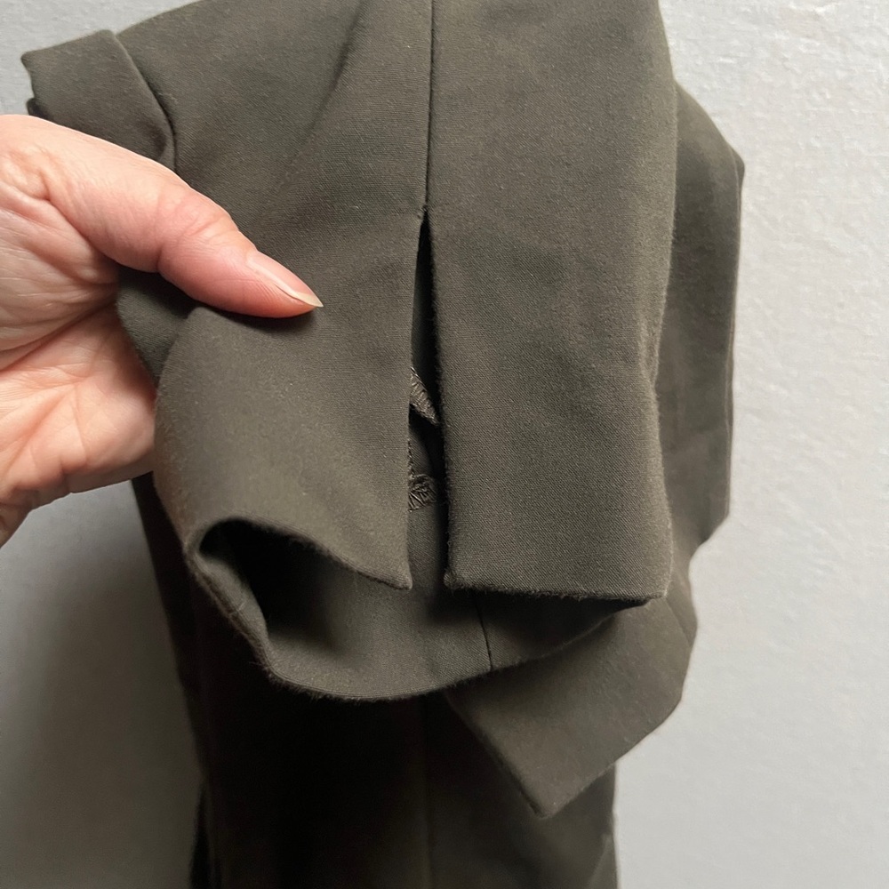 Aritzia Wilfred Olive Green Tailored Slim Fit Front Slit Pants 6